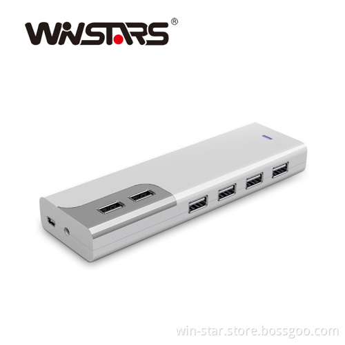 480Mbps USB 2.0 10-Port HUB with Power Adapter and Card Reader